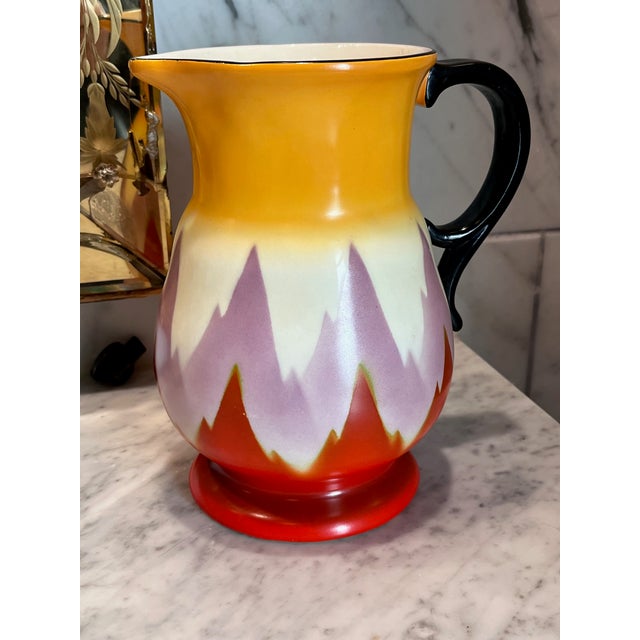 1930s Art Deco Hand-Painted Ditmar Urbach Pitcher From Czechoslovakia For Sale - Image 4 of 7