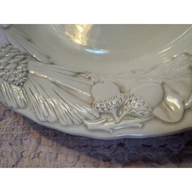 Alabaster Vintage White Ceramic Embossed Serving Bowl by La Ceramica VBC For Sale - Image 8 of 12