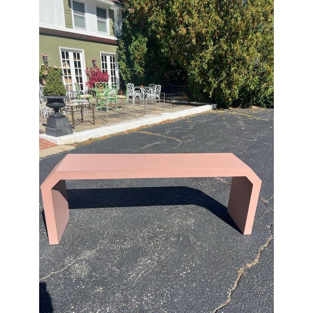 Post Modern Mauve Laminated Waterfall Sofa Table For Sale - Image 9 of 18