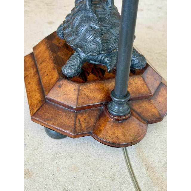 Wood Late 20th Century Theodore Alexander Meiji Style Crane & Turtle Table Lamp For Sale - Image 7 of 12