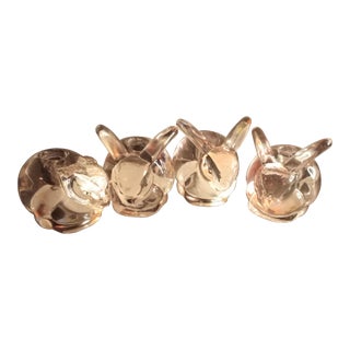 Clear Glass Bunny Figurines Taper Candle Holder - Set of 4 For Sale