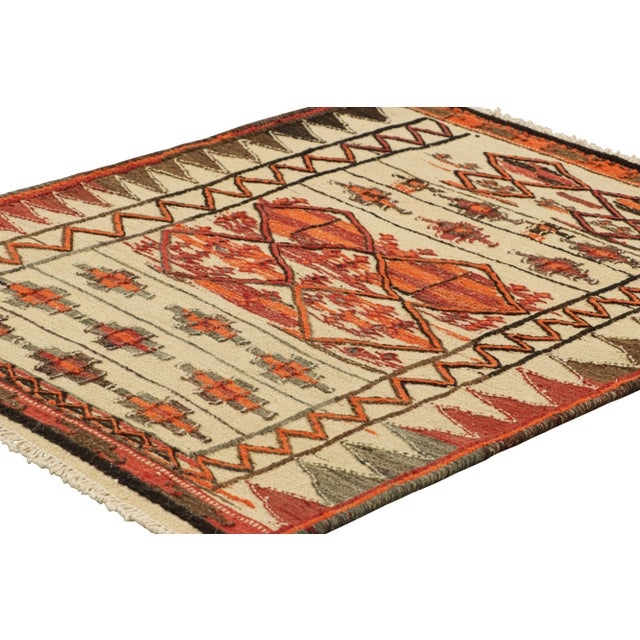 Rug & Kilim Vintage Kilim in Beige-Brown, Orange & Red Geometric Patterns, From Rug & Kilim For Sale - Image 4 of 7