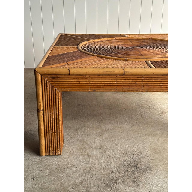 Sunburst Rattan Coffee Table, Attributed to Vivai Del Sud, Italy, 1970s For Sale - Image 14 of 15