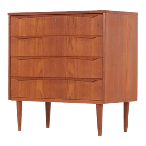 Mid 20th Century Four Drawer Dipped Pull Gentleman's Chest in Teak