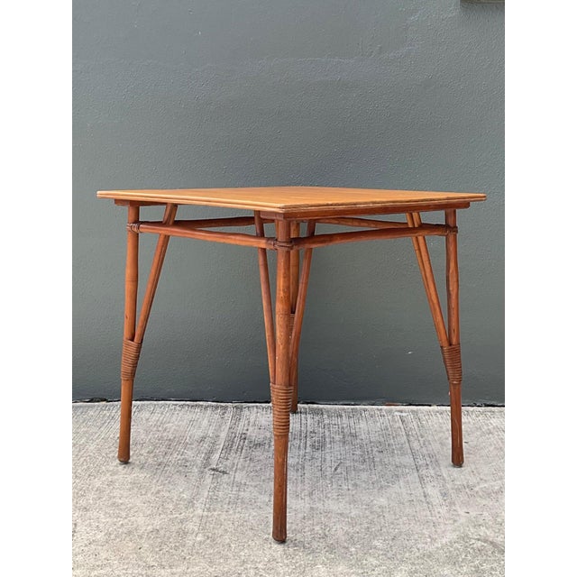 Vintage Wood and Rattan Game Table For Sale - Image 14 of 18