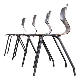 Laminated Ebonised Gun Metal Dining Chairs, 1960s, Set of 4 For Sale