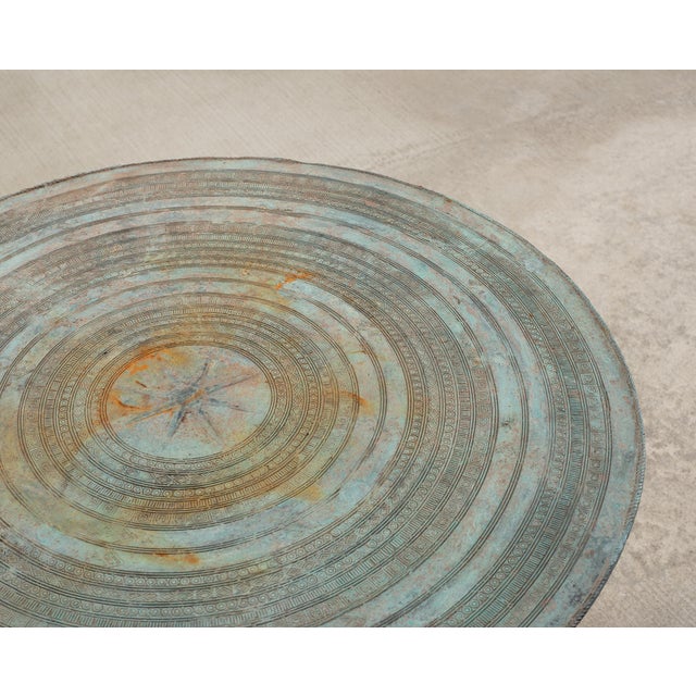 Southeast Asian Bronze Elephant Rain Drum Drinks Table 2 Ft For Sale - Image 12 of 18