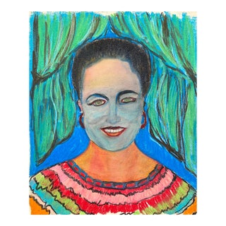 1980s Larry Connatser Outsider Art Portrait of Lady For Sale