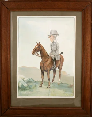 1920s "Huntsman on Horseback" Watercolor