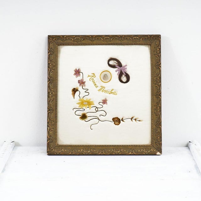 Votive Embroidery Artwork Flowers, 2000s, Textile, Framed For Sale - Image 5 of 5