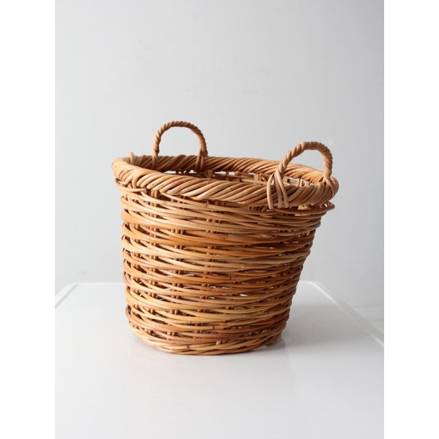 Brown Vintage Handwoven Wicker Basket For Sale - Image 8 of 10