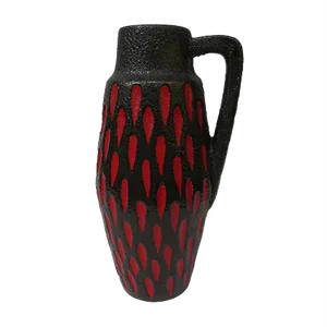 Black and Red Ceramic Fat Lava Vase from Scheurich, 1960s