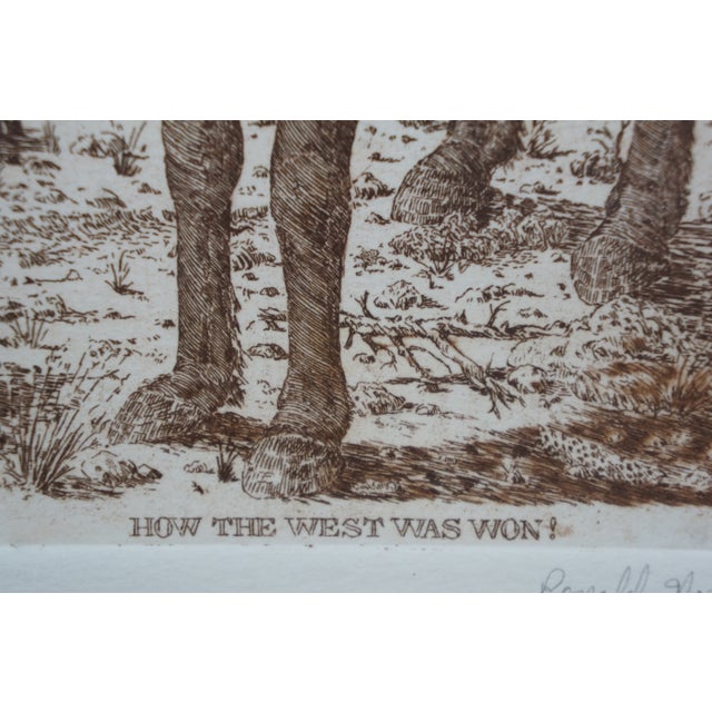 1970s 1977 Ronaldo Norden How the West Was Won Marx Brothers Horseback Engraving For Sale - Image 5 of 11