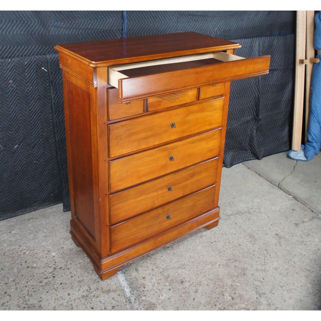 Early 21st Century Vintage Lexington French Louis Philippe Style Cherry Finished Tallboy Dresser For Sale - Image 5 of 17