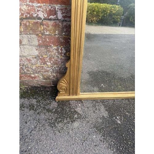 Large 19th Century Antique English Gilt Ribbed Framed Overmantle Mirror For Sale - Image 6 of 8
