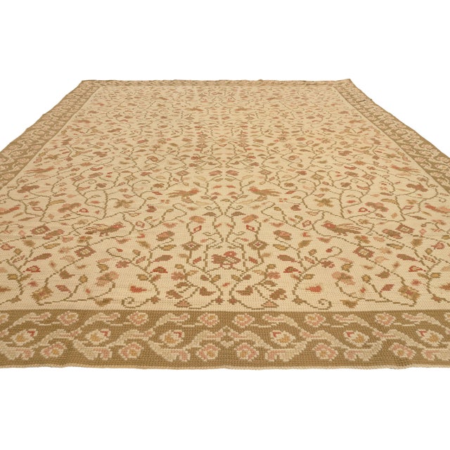 French Country Antique Portuguese Needlepoint Arraiolos Rug, 07'11 X 11'02 For Sale - Image 3 of 10