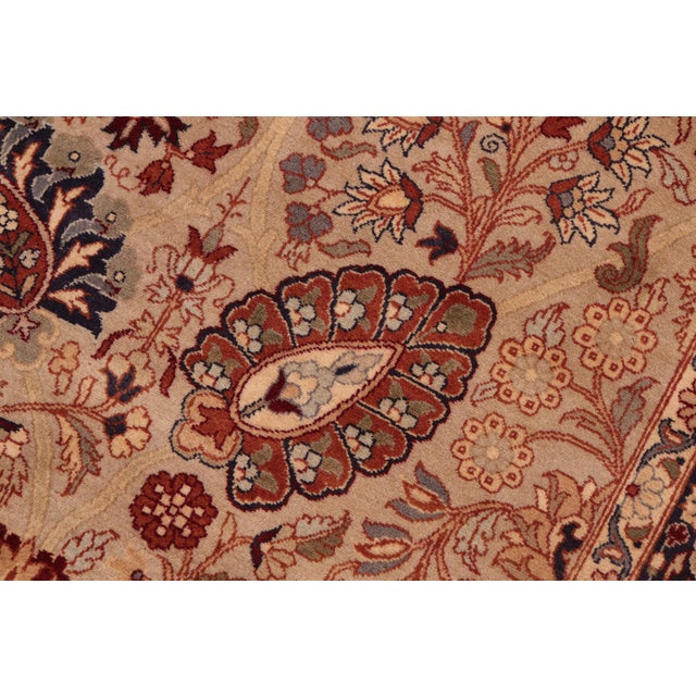 1990's Floral Pak-Persian Taupe/Blue Wool Rug - 6'1'' X 9'1'' For Sale - Image 4 of 9