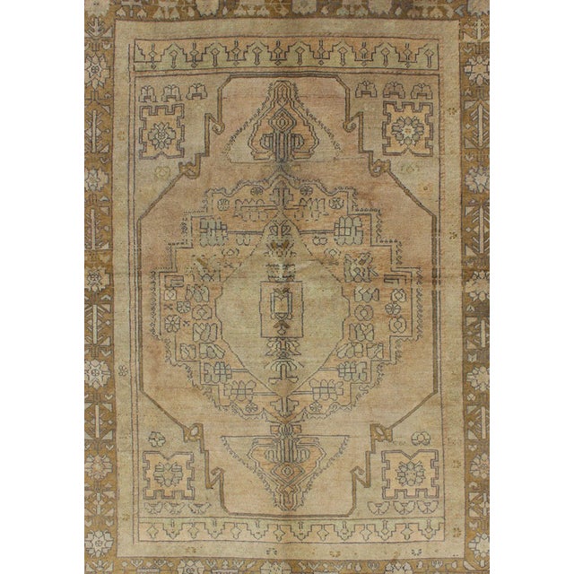 Vintage Turkish Oushak Rug in Soft Tones and Neutral Colors For Sale - Image 4 of 8