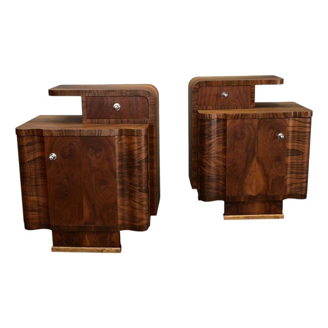 Art Deco Bedside Tables, Czechoslovakia, 1934, Set of 2 For Sale