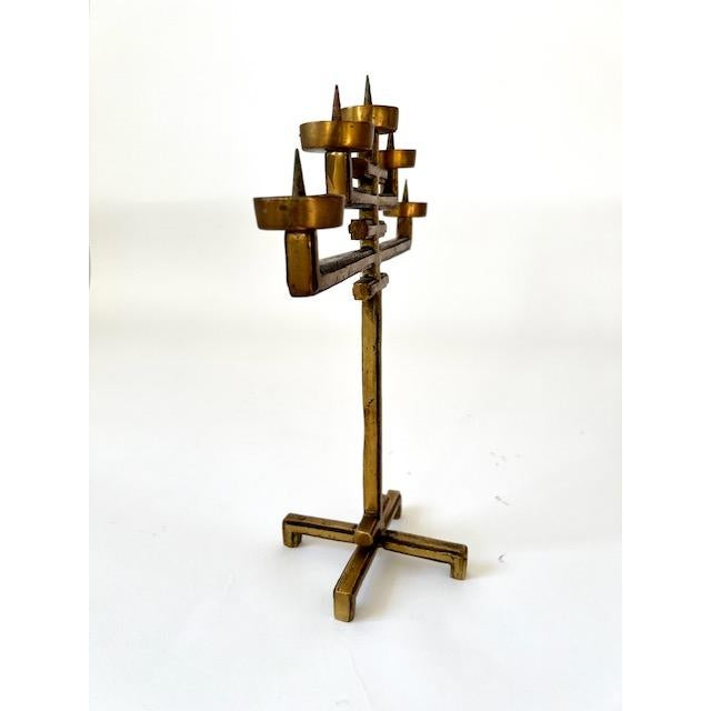 Brutalist 1960's Brass Brutalist Candelabra For Sale - Image 3 of 11