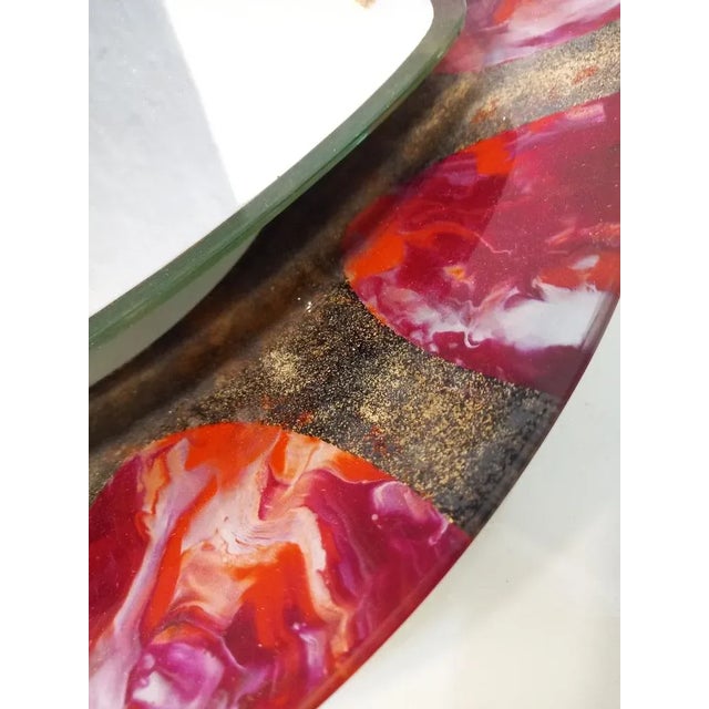 Mid-Century Modern Mirror Backlit 50s Design in Curved Glass Painted Santambrogio De Berti For Sale - Image 3 of 12