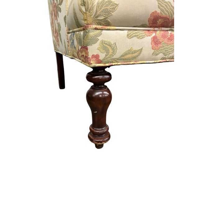 Late 20th Century Baker Furniture Milling Road English Traditional Floral Roll Arm Sofa For Sale - Image 10 of 12