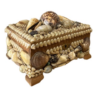 Vintage English Folk Art Sea Shell Box For Sale