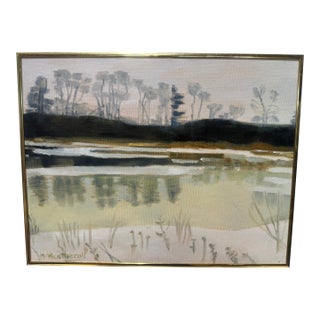 Mary Pennington Weatherall (American, 1930–2018) Winter, Ipswich River, Oil For Sale