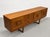 Brown Mid Century Modern Teak Credenza by Stonehill | Long Sideboard With Funky Sculpted Pulls and Sled Legs, Made in England, C. 1960’s For Sale - Image 8 of 18