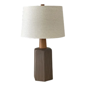 1960s Jane and Gordon Martz Large Ceramic and Walnut Table Lamp