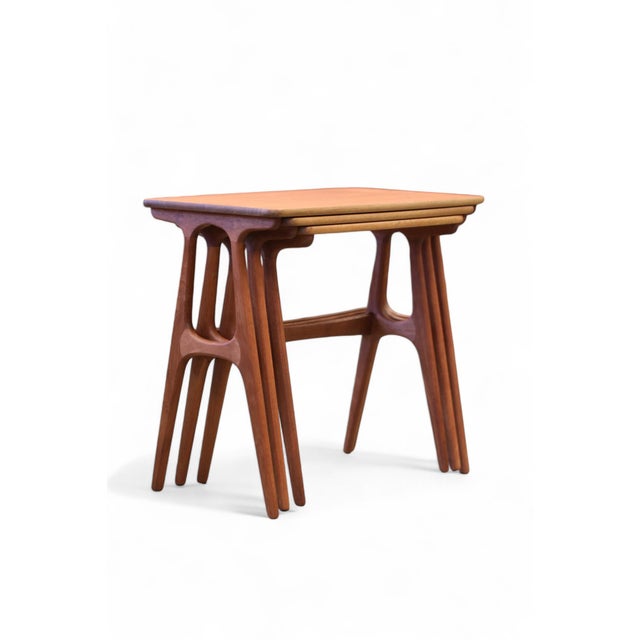 Brown Nesting Table in Teak by Johannes Andersen for CFC Silkeborg, Denmark, 1960s, Set of 3 For Sale - Image 8 of 16