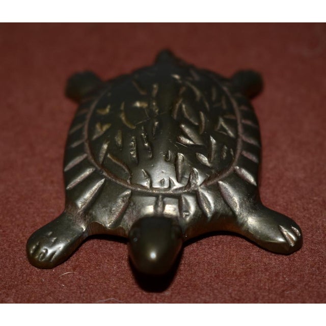 Vintage Small Set of Three Brass & Bronze Assorted Turtles For Sale - Image 9 of 12