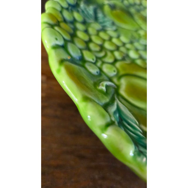 1960s Inarco Japan E2606 Green Majolica-Style Fruit Pedestal Compote For Sale In New York - Image 6 of 18