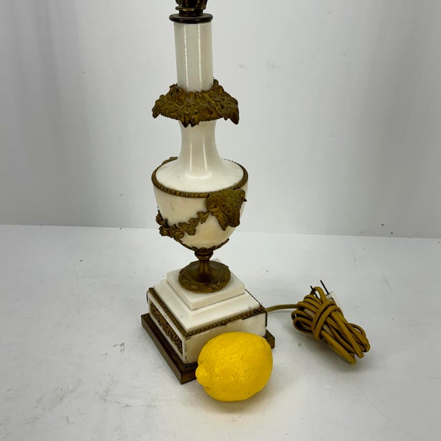 French 19th Century White Marble Gilt Bronze Candlestick Converted into a Table Lamp