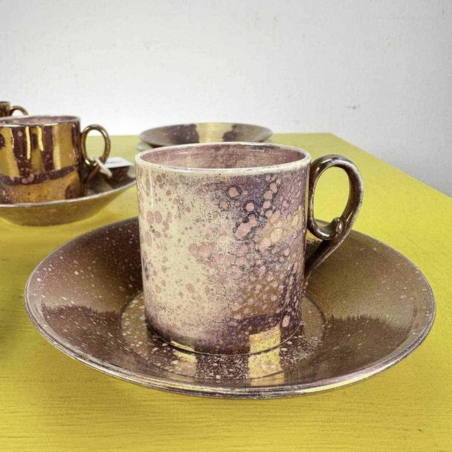 Ceramic Cups and Saucers from Sarreguemines, Set of 11 For Sale - Image 3 of 10