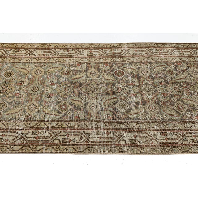 19th-Century Antique Malayer Wool Runner Rug With Muted Sage & Earth Tone Patina For Sale In New York - Image 6 of 10