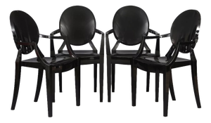 Louis Ghost Armchairs in Black by Philippe Starck for Kartell, 2000s, Set of 4