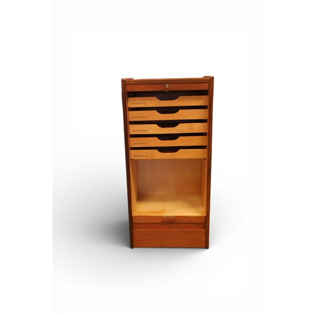 Danish Teak Filing Cabinet with Louvered Door, 1960s For Sale - Image 10 of 14