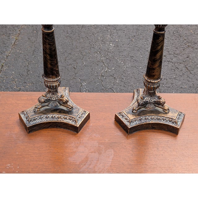Vintage Late 20th Century Baroque Style Resin Table Lamps - A Pair For Sale - Image 9 of 9