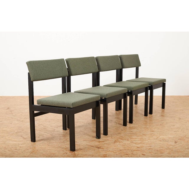 Wood Chairs in Green Fabric by Willy Guhl for Dietiker, 1959, Set of 4 For Sale - Image 7 of 13