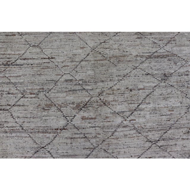 White Modern Casual Hand Hand Knotted Tribal Rug by Keivan Woven Arts 10'9 X 13'3 For Sale - Image 8 of 11
