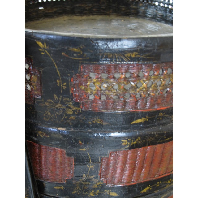 Wood Early 20th Century Antique Bamboo Food Basket For Sale - Image 7 of 11