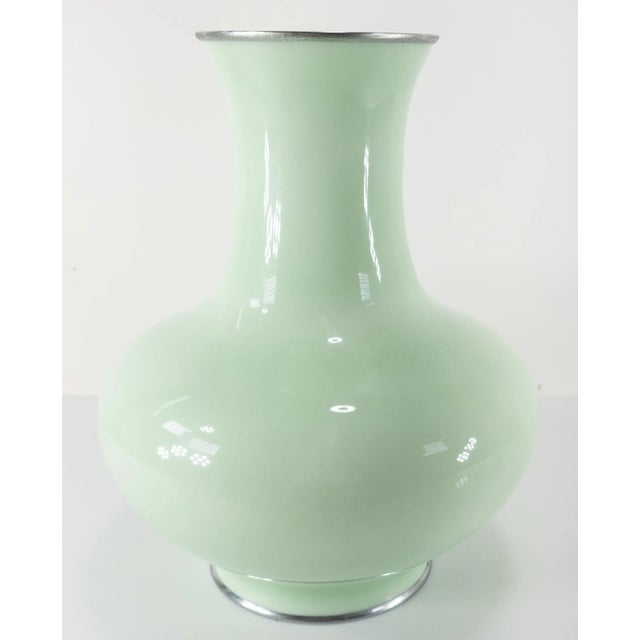 Mid 20th Century Japanese Mint Celadon Green Cloisonne Vase by Tamura III For Sale In New York - Image 6 of 13