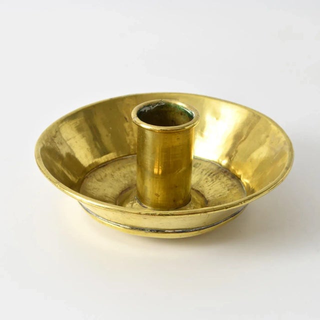 Swedish Gold Brass Candleholder For Sale - Image 11 of 11
