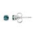 Contemporary .925 Sterling Silver 0.15 Cttw Round Brilliant-Cut Blue Diamond Classic 4-Prong Stud Earrings (Fancy Color-Enhanced, I2-I3 Clarity) For Sale - Image 3 of 5