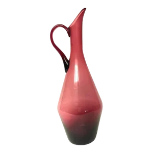 Mid Century Modern Empoli Purple Glass Decanter Pitcher Carafe Italy Italian