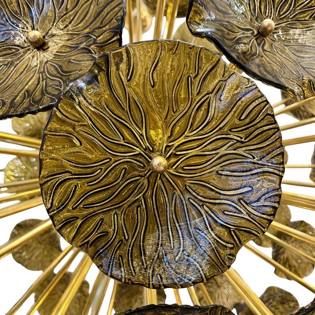 1990s Sputnik Lamp with Smoked Flower Discs, 1950s For Sale - Image 5 of 6