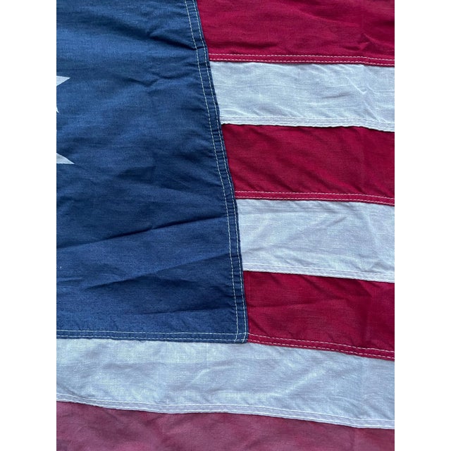 Textile Real Vintage Betsy Ross American Revolutionary Flag 13 Stars Cotton 1976 With Beautiful Naturally Faded Patina and Wear. 3x5 For Sale - Image 7 of 8