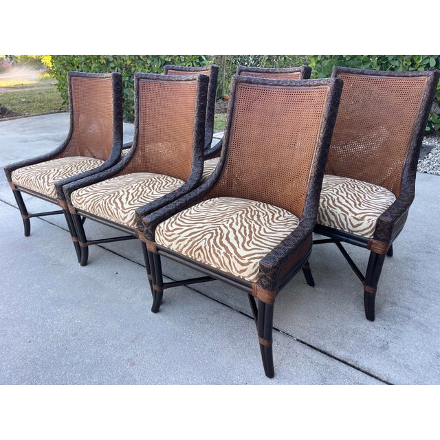 Artistica Palm Beach Double Cane Rattan Dining Chairs by Artistica, Set of 6 | Naples Style For Sale - Image 4 of 12