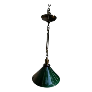 Vintage Cased Glass Emeralite Shade With Vintage Brass Fixture